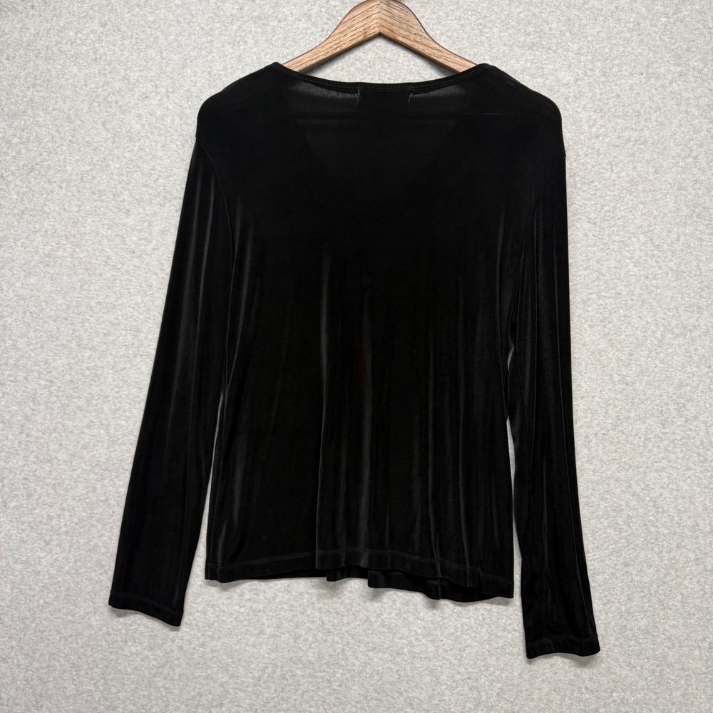 Womens M Tunic Top Slinky Knit‎ Stretch Floral Embroidered V-Neck Travel Boho - Picture 5 of 9